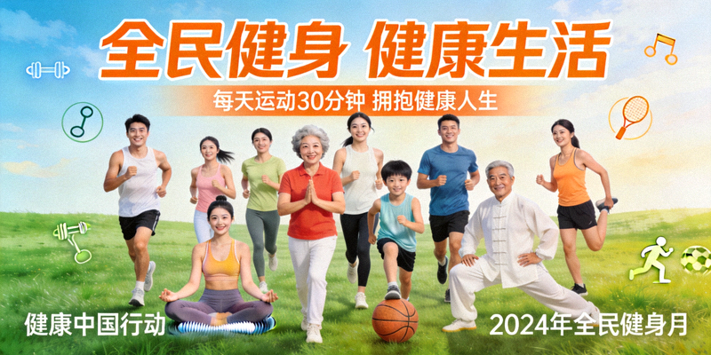 全民健身运动推广健康生活方式宣传图