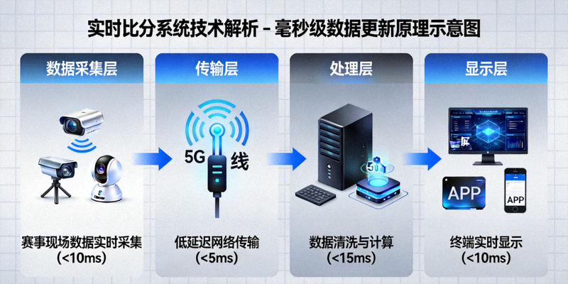 实时比分系统技术解析 - 毫秒级数据更新原理示意图