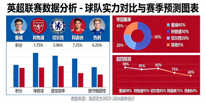 英超联赛数据分析 - 球队实力对比与赛季预测图表
