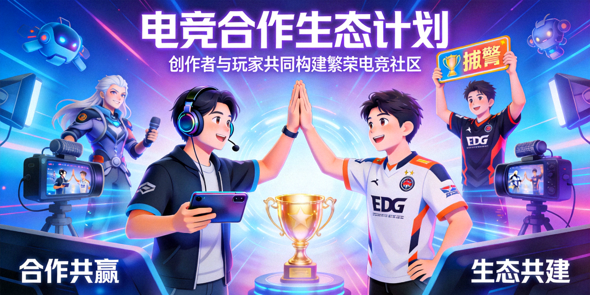 电竞合作生态计划主视觉图 - 创作者与玩家共同构建繁荣电竞社区