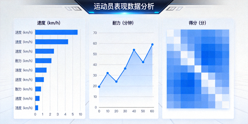 大数据体育分析平台界面：展示运动员表现数据可视化图表
