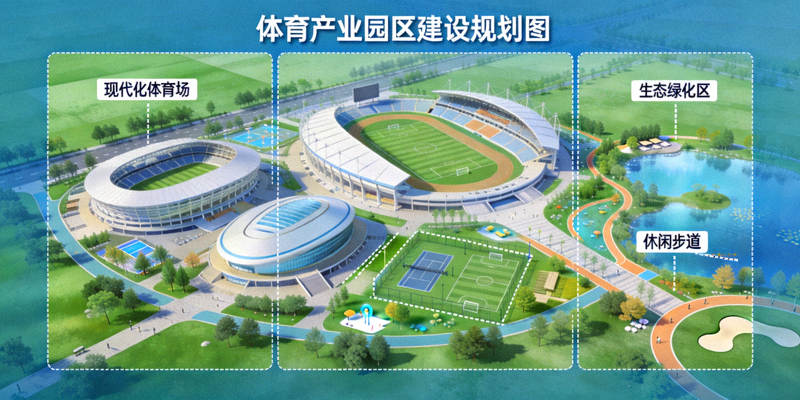 体育产业园区建设规划图：现代化体育设施与绿色生态相结合