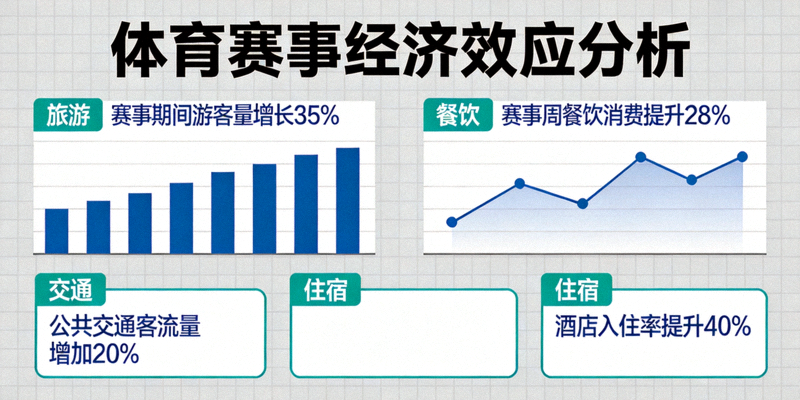 体育赛事经济效应分析图表：显示赛事对旅游、餐饮等相关产业的拉动作用