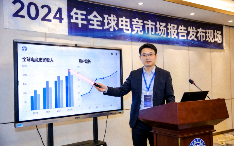 2024年全球电竞市场报告发布现场 - 分析师展示数据图表