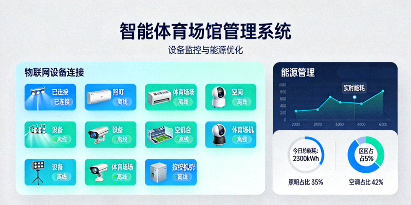 智能体育场馆管理系统 - 展示物联网设备连接与能源管理界面