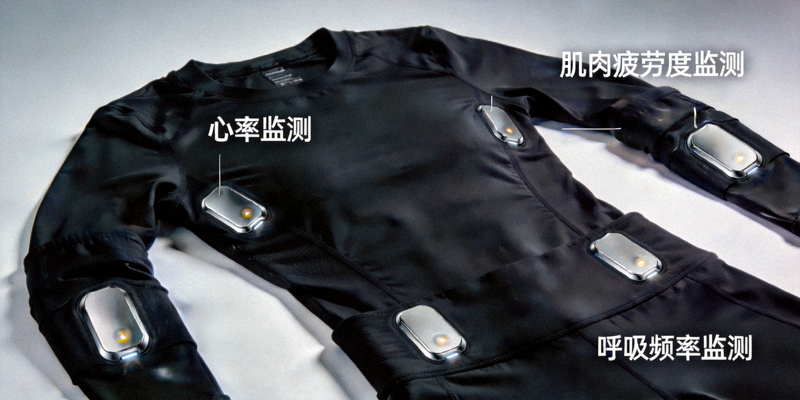 智能运动服装与纺织品 - 展示嵌入传感器的运动衣监测生理指标