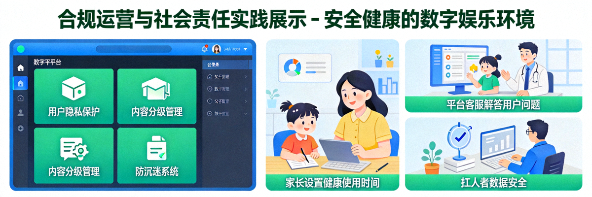 合规运营与社会责任实践展示 - 安全健康的数字娱乐环境