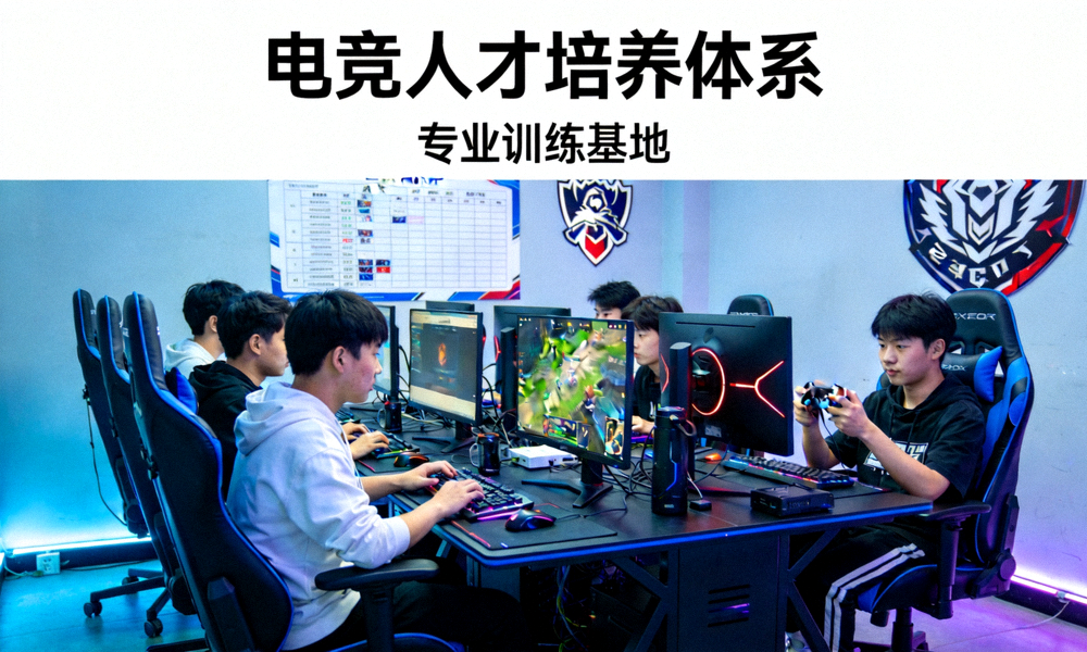 电竞人才培养体系 - 青少年选手在专业训练基地训练场景