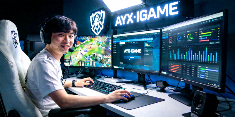 职业选手在AYX·IGAME平台上进行高强度训练与数据分析场景