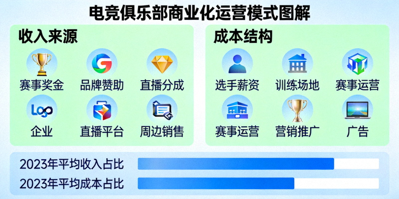 电竞俱乐部商业化运营模式图解 - 收入来源与成本结构分析