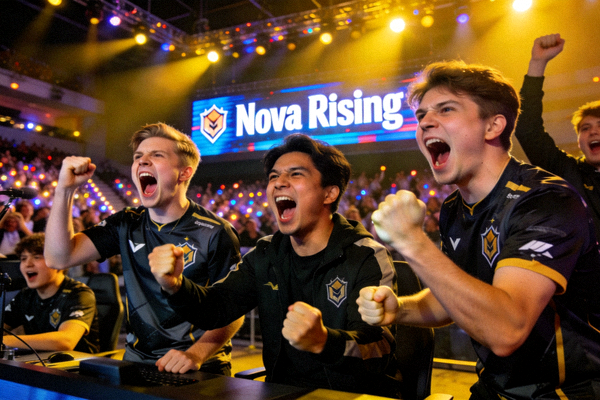 Nova Rising战队在以往比赛中激情呐喊的精彩瞬间