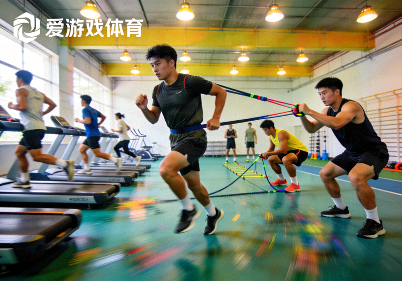 爱游戏体育训练动态配图，运动员在室内训练馆进行体能训练