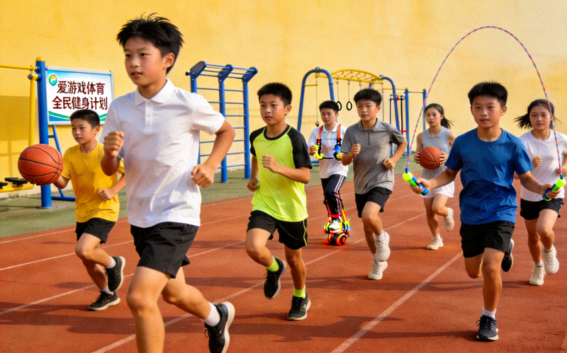 青少年参与爱游戏体育全民健身计划的训练场景