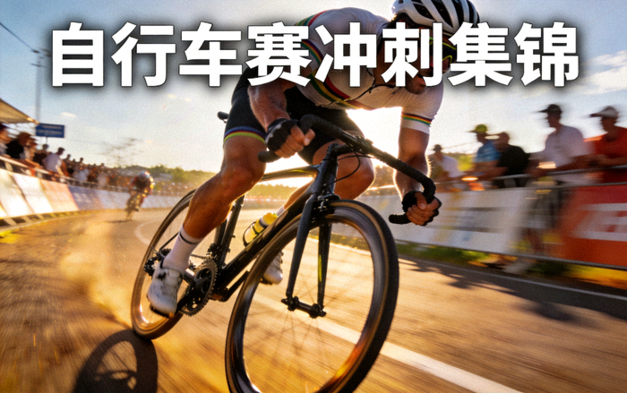 自行车赛集锦封面 - 车手冲刺阶段全力加速